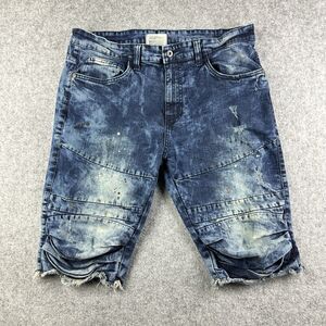 Smoke Rise Jean Shorts Mens 38 Distressed Jorts Hip Hop Streetwear Y2K Thrashed
